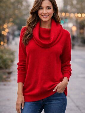Outlander Studio Lambswool Angora Red Turtleneck sweater